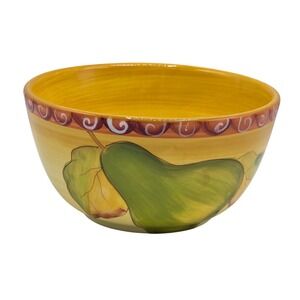 Gates Ware by Laurie Gates Yellow Pear Ceramic Hand Painted Serving Bowl 6" Vtge